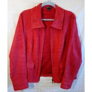 Tribal Studio Red Micro- Suede Embossed Jacket